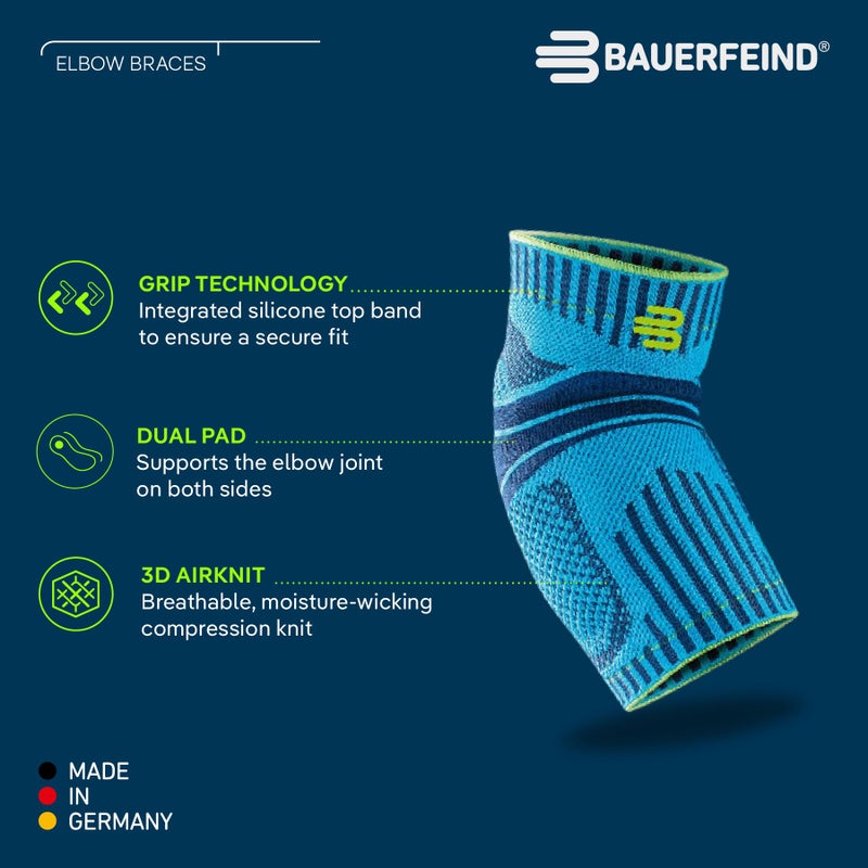 Bauerfeind Sports Elbow Support - Elbow Brace for Pain Relief and Support - Pads for Enhanced Comfort - Targeted Compression - Lightweight & Durable - Black/Navy, X-Small - Image 2